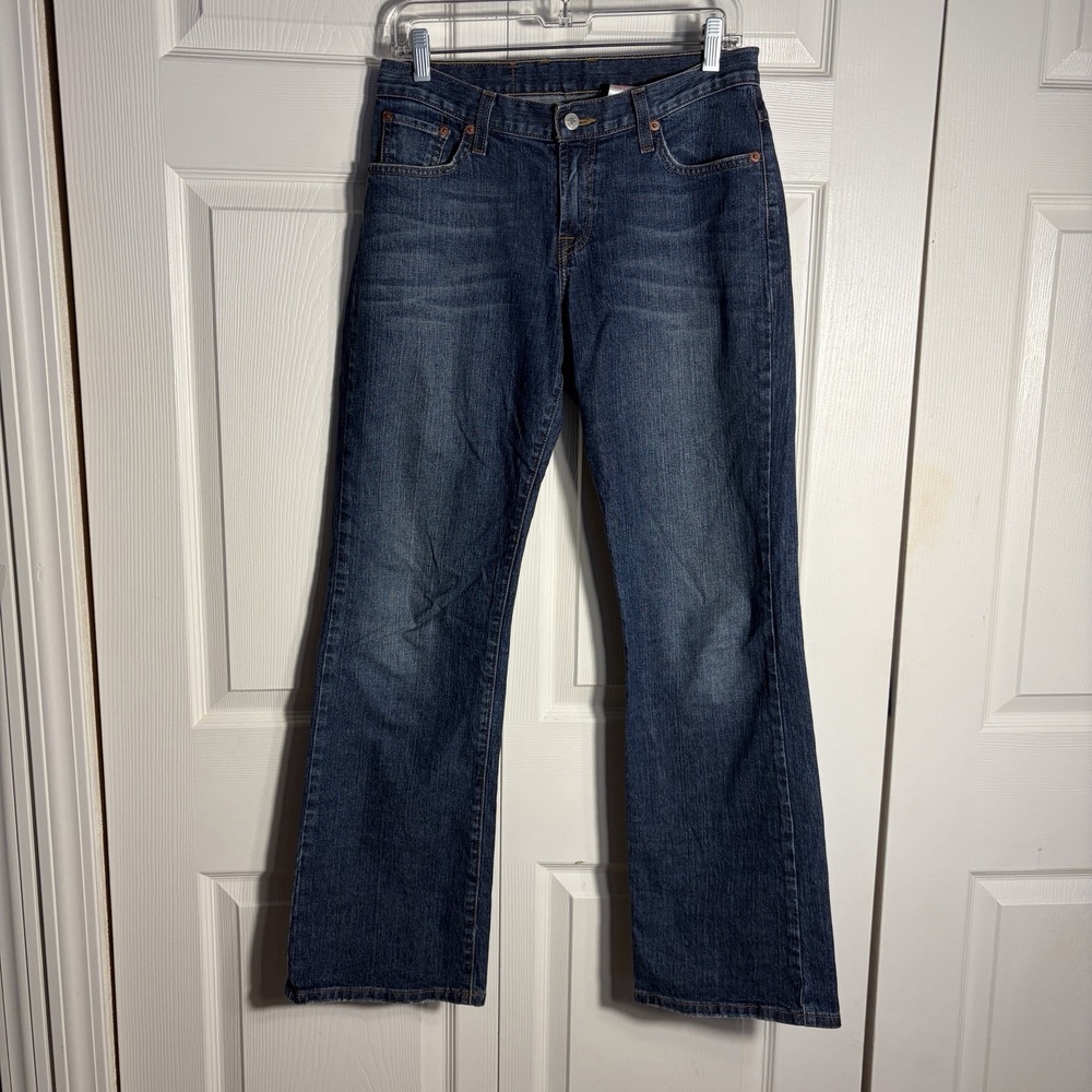 Vintage Lucky Brand Dungarees Jeans Women 6/26 Blue Denim Y2K Bootcut Distressed
